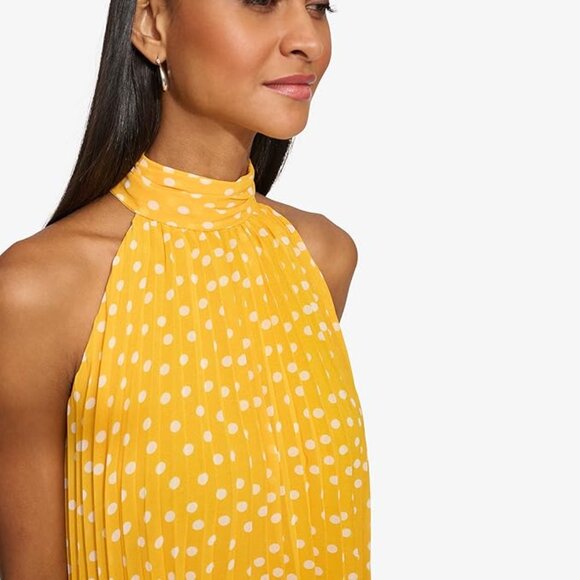 KARL LAGERFELD | Women's Pleated Chiffon High Neck Printed Blouse (Size M) - Picture 3 of 10